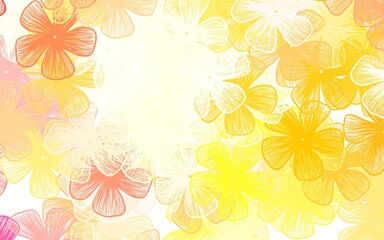 Light Red, Yellow vector doodle pattern with flowers