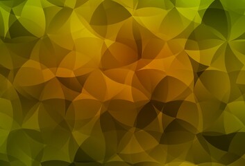 Dark Green, Yellow vector shining triangular background.