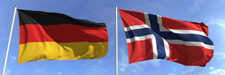 National flags of Germany and Norway, 3d rendering