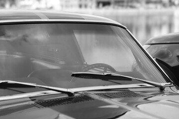 Fototapeta premium black and white car with hood