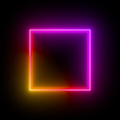 Fototapeta premium Multi-colored neon lamp on a black background. Halogen light. Simple figure.