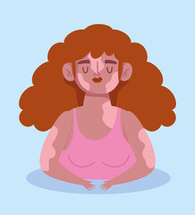 perfectly imperfect, cartoon beautiful woman with vitiligo