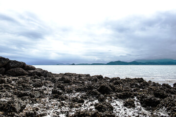 The beautiful landscape of seashore  background blue sky.