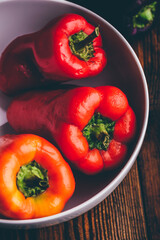 Fresh bell peppers in bowl
