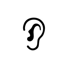 Ear outline icon isolated on black background
