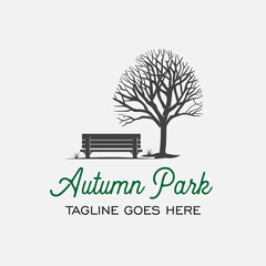 Autumn Park and Tree Logo Design Template