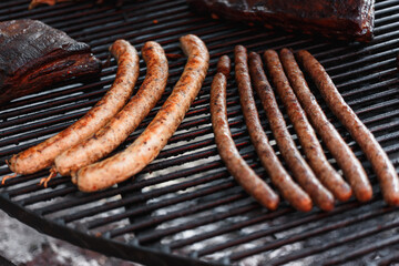 sausages on grill
