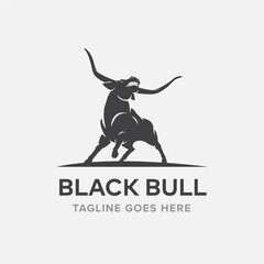 Angry Black Bull Logo Design Template