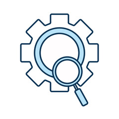 lupe with gear line and fill style icon vector design