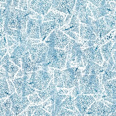 Seamless blue ink pen crosshatch damask blueprint pattern. High quality illustration. Draft sketch like graphic design. Pencil or pen ink drawing with realistic smudges. Seamless repeat raster design.