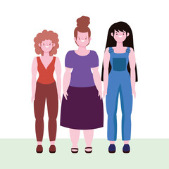 diversity and inclusion, happy women of different stature and size