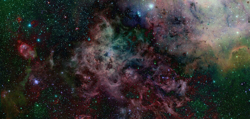 Spiral nebula and light ray in deep space. Elements of this image furnished by NASA