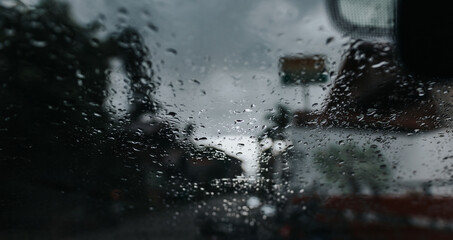 Raindrops on a car window