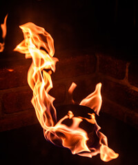 fire in fireplace