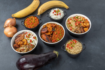 Traditional african food and poke bowls