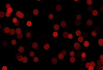 Fototapeta na wymiar Dark Orange vector pattern with christmas snowflakes.