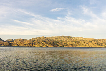 Okanagan lake view at summer time with blue sky british columbia canada