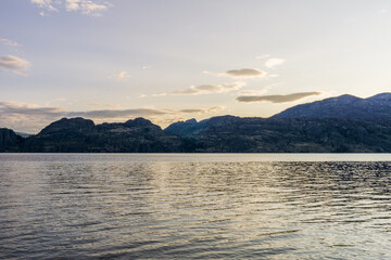 cloudy sky seen from the shore of Okanagan lake at morning British Columbia Canada