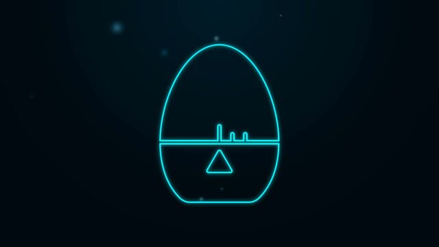 Glowing neon line Kitchen timer icon isolated on black background. Egg timer. Cooking utensil. 4K Video motion graphic animation