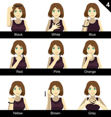 Manga Style Sign Language Set 4 Colors