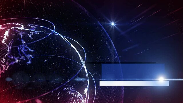 3d rotating world. news generic. Particles with world. movements with light. The lines are moving. particles surrounding the world map 4K

