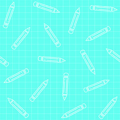 A pattern of contour pencils. School background, pencils, drawing,  Getting ready for school, school sale.