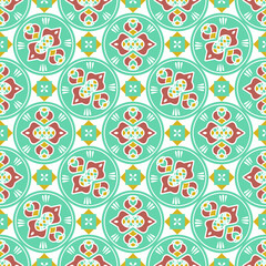 Seamless background in art Nouveau style. Geometric vector pattern in turquoise color.