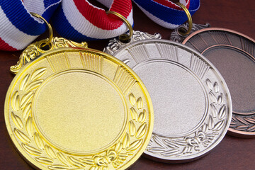 Naklejka premium Gold, silver and bronze medals