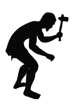 Cave man silhouette vector