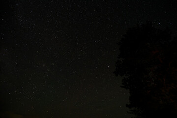 Stars and milky way at otter lake in summer Michigan upper peninsular