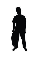 Sleepy man with pillow silhouette vector