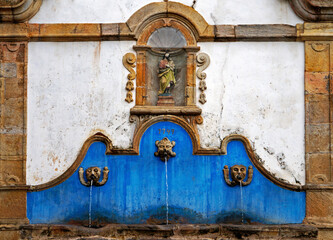 Ancient baroque fountain dating from 1749, Tiradentes city, Minas Gerais Brazil
