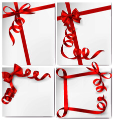 Red crossed ribbons and bow vector illustration