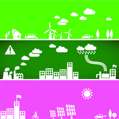 Green abstract nature eco city and deer wildlife with nature landscape background