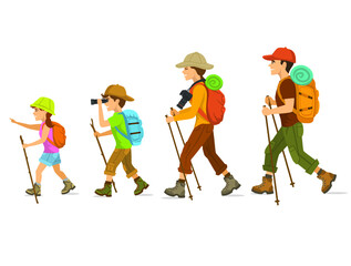 Camping hiking gear and supplies graphics set