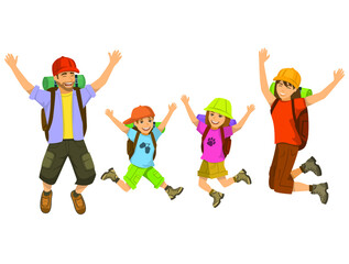 Camping hiking gear and supplies graphics set