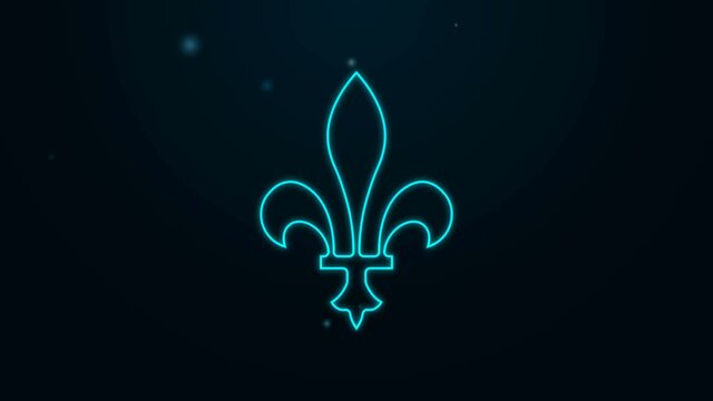 Glowing neon line Fleur De Lys icon isolated on black background. 4K Video motion graphic animation