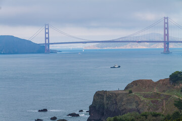 The Golden Gate Bridge Across San Francisco Bay From Lands End, San Francisco, California, USA