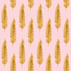 Seamless pattern with decoration golden fern leaf for invitation, wedding cards, valentines day, greeting cards.