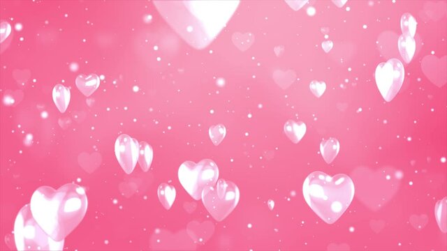 Pink pattern with White confetti, stars and hearts 4K 3D loop background . For St. Valentines Day, Wedding invitation e-card Mother's Day, Wedding Birthday.
