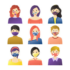 People with Face Masks Illustration