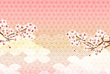 桜　年賀状　和柄　背景