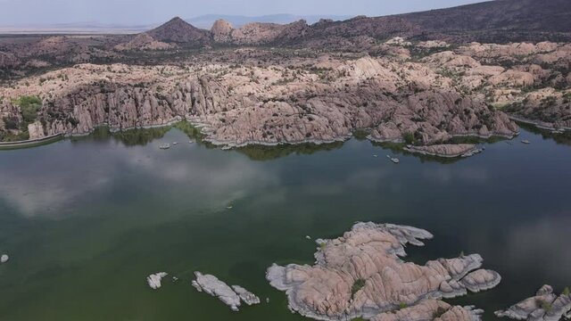 Aerial image of the Boulders of Granite Dell's and Watson Lake in Prescott, Arizona,USA