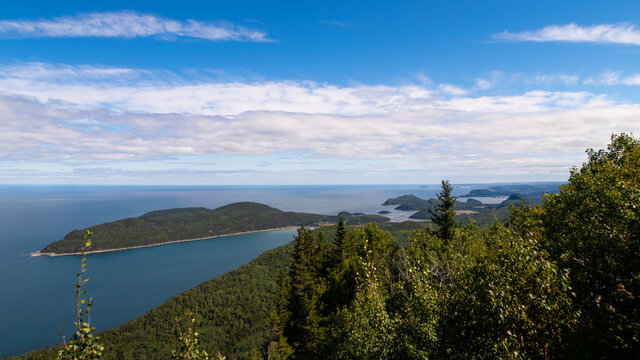 Beautiful view of the Saint Lawrence estuary in the Bic national park, Canada