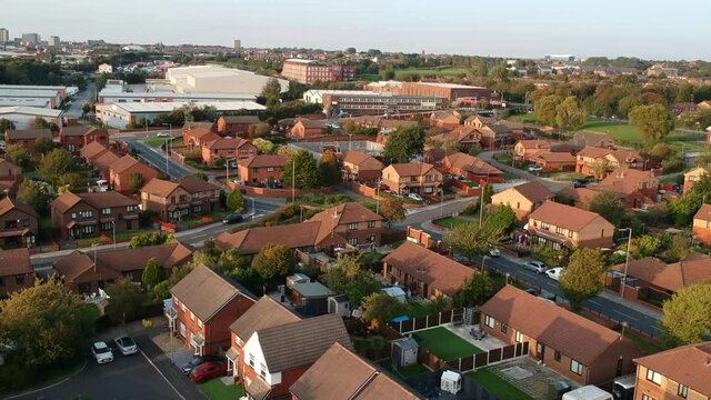 Drone view of Vauxhall area situated in the heart of Liverpool city centre ( UK)