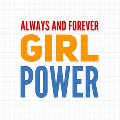 Girl power text, feminism slogan. Black inscription for t shirts, posters and wall art. Feminist sign handwritten with ink and brush. on a white background.