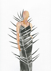 beautiful woman. fashion illustration. watercolor painting
