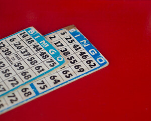 bingo cards on red