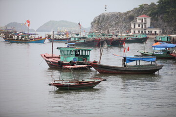 Floating Fishing Village In The Ha Long Bay. Cat Ba Island, Vietnam Asia. Cat Ba, Vietnam - March 5, 2020