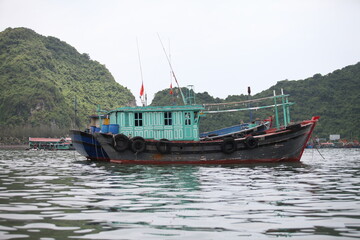 Floating Fishing Village In The Ha Long Bay. Cat Ba Island, Vietnam Asia. Cat Ba, Vietnam - March 5, 2020
